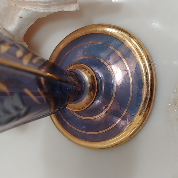 Vintage Blue Gold Glass Medium Egyptian Perfume Bottle - Picture 5 of 9